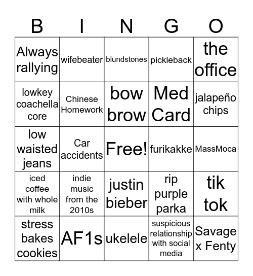 Cecilia’s Bingo Card