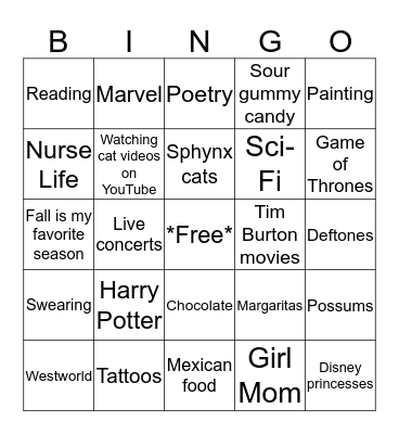 How much do we have in common? Bingo Card