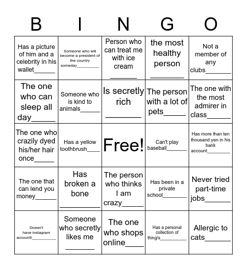 Human Bingo Card