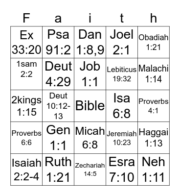 I Have Faith Bingo Card
