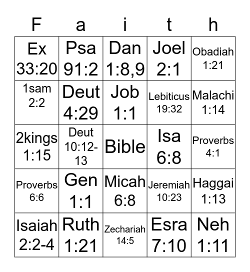 I Have Faith Bingo Card