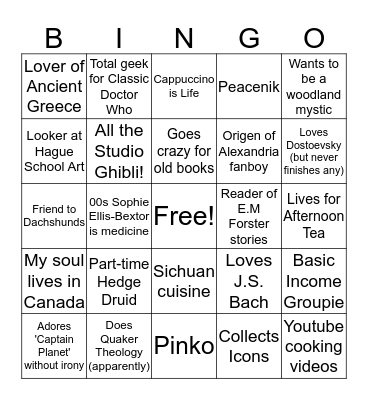 How Similar Are You To Ben? Bingo Card