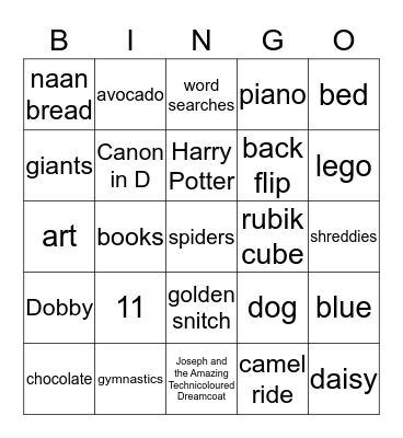 Eloise 11th Birthday Bingo Card