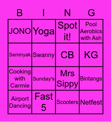 OG8 BINGO Card