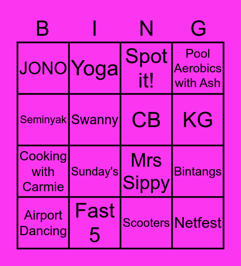 OG8 BINGO Card