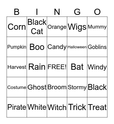 Candy Corn Bingo Card