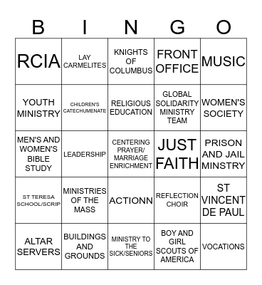 MINISTRY FAIR BINGO Card