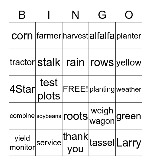 4  Star Bingo Card