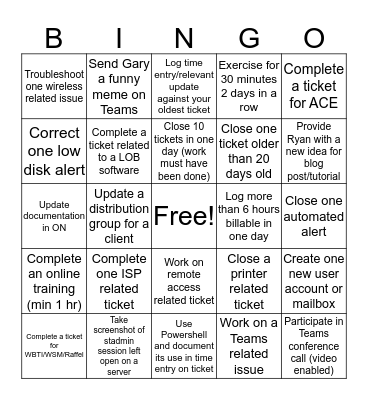 SWICKtech Quarantine Bingo Card
