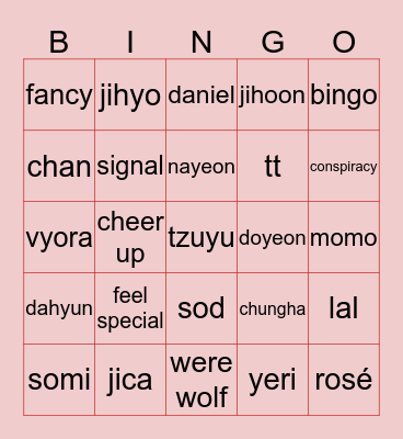jica Bingo Card