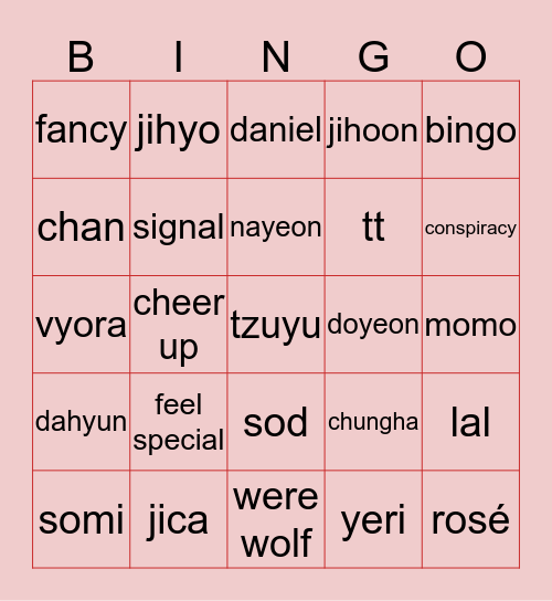 jica Bingo Card