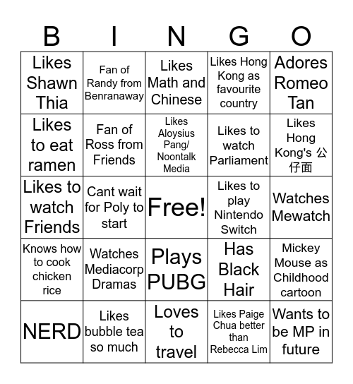 Are you like me? Bingo Card