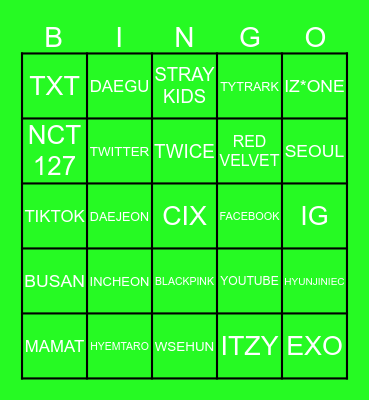 PUNYA BYOIUNGGON Bingo Card