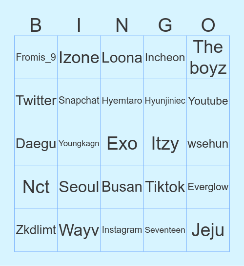 tbzhoon Bingo Card