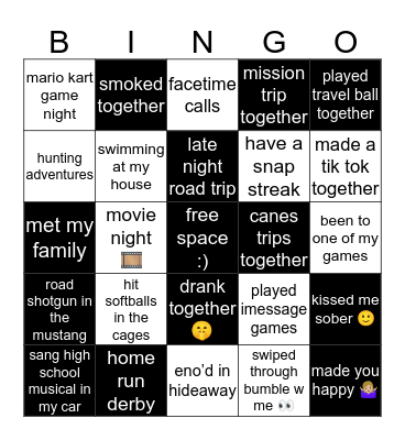 em’s bingo 🙂 Bingo Card