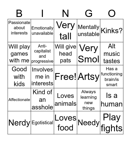 Are you Chelle's type? Bingo Card