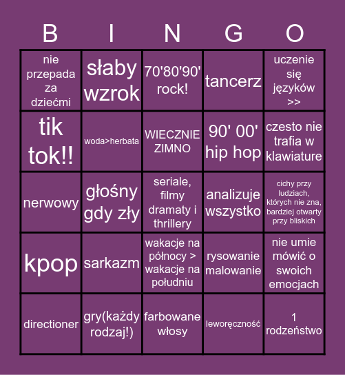 Karolina's Bingo Card