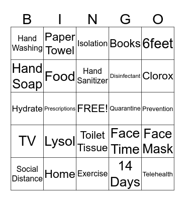 STAY AT HOME Bingo Card