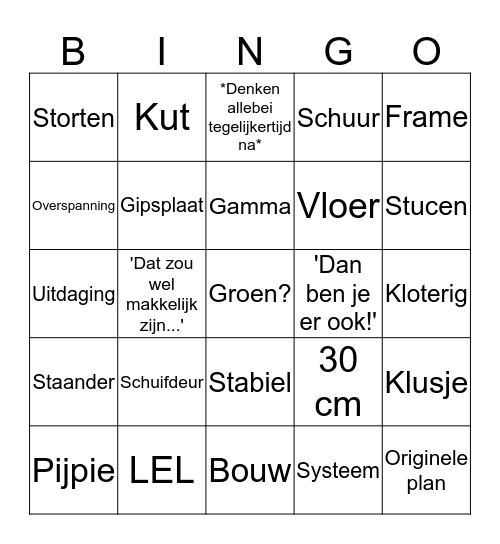 Wouter en Hans gaan klussen Bingo Card