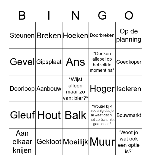 Wouter en Hans gaan klussen Bingo Card