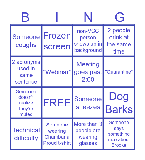 Zoom BINGO Card