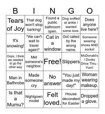 Flower Delivery Bingo Card