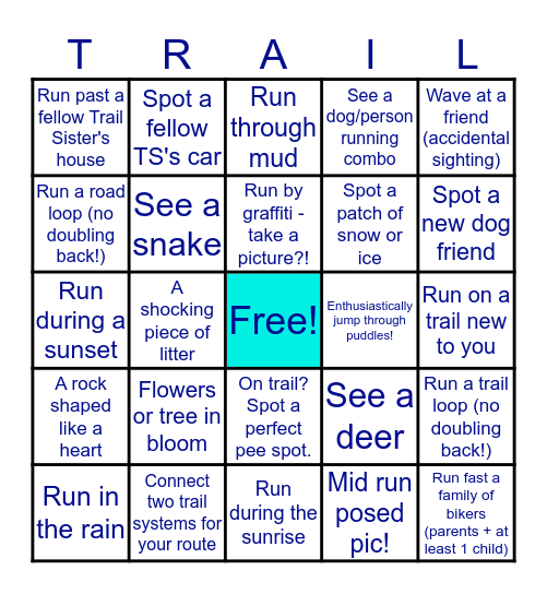 Trail Sisters Bingo! Bingo Card