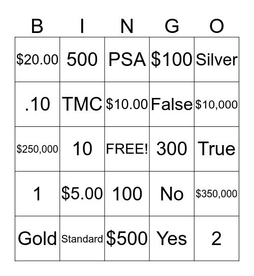 Business Account  Bingo Card