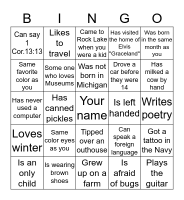 Ice Breaker Bingo Card