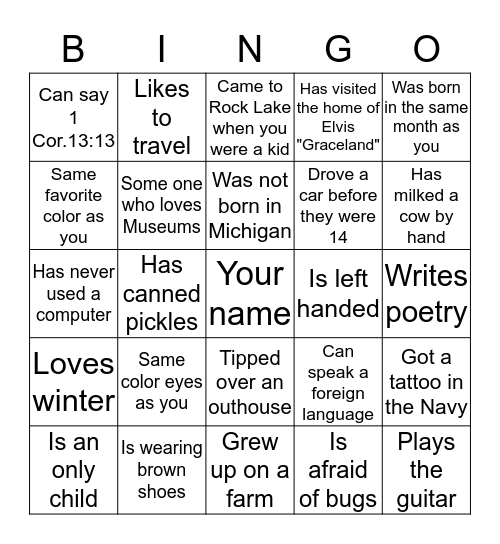 Ice Breaker Bingo Card