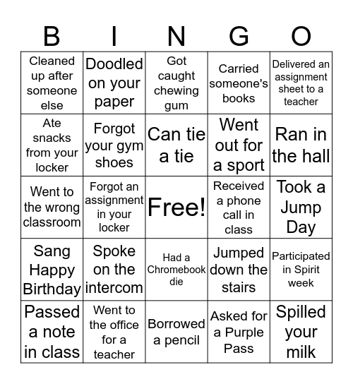 RVMS Bingo Card