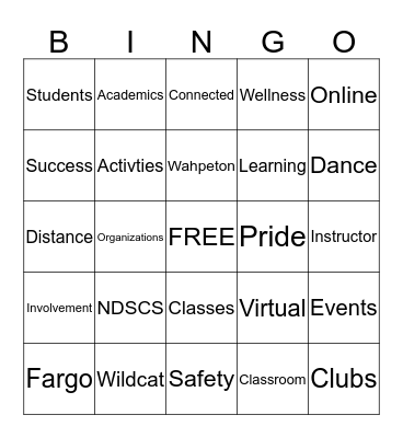 NDSCS Bingo Card