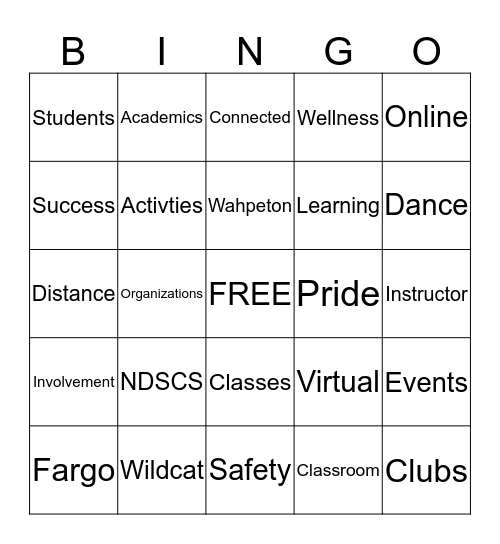 NDSCS Bingo Card