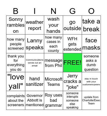 Daily Conference Calls Bingo Card