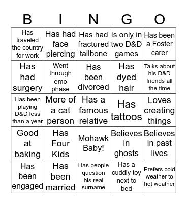 Dean Impossible Bingo Card