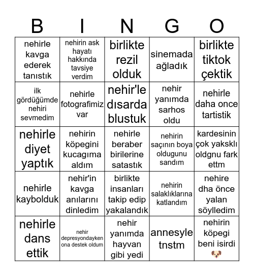 nehir erkan bingo Card