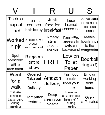 Coronavirus Bingo Card
