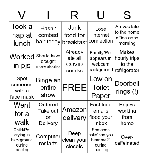 Coronavirus Bingo Card