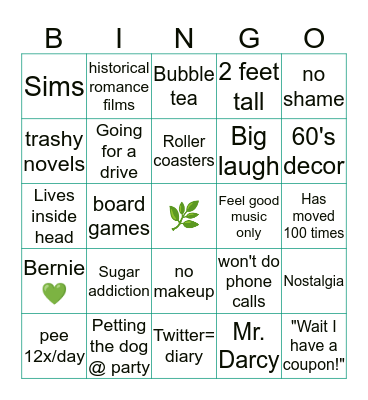 How similar are you to Lauren? Bingo Card