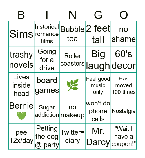 How similar are you to Lauren? Bingo Card