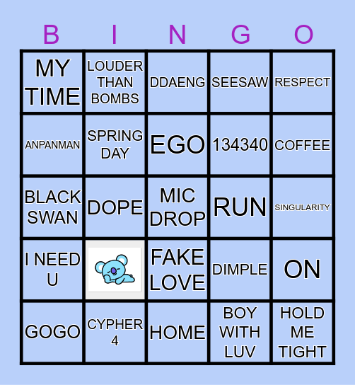 Bangtan Babes Bingo Card