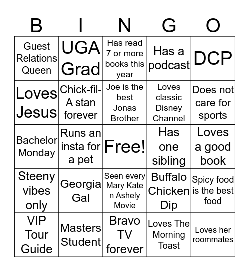 Shannon Bingo Card