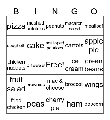 More American Foods Bingo Card