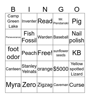 Holes Bingo Card