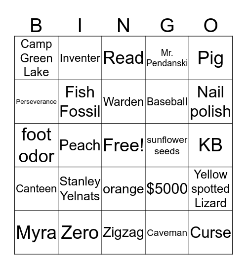 Holes Bingo Card