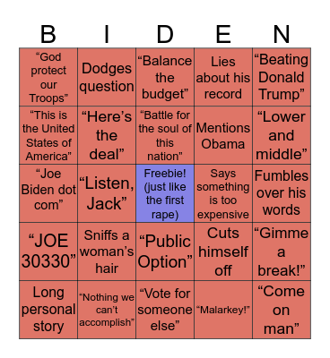 Joe Biden Bingo Card