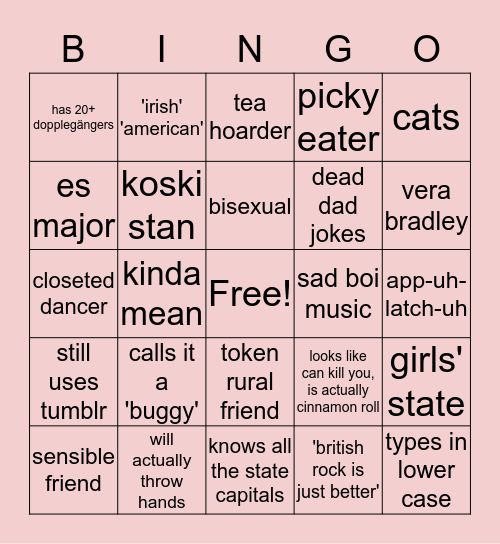 carsen bingo Card