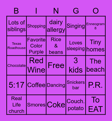 Kamil Likes Bingo Card