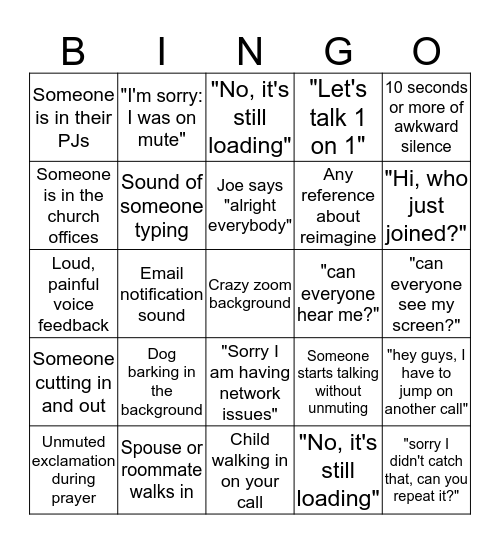 CCC Zoom Bingo Card