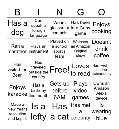 Mendel Bingo Card